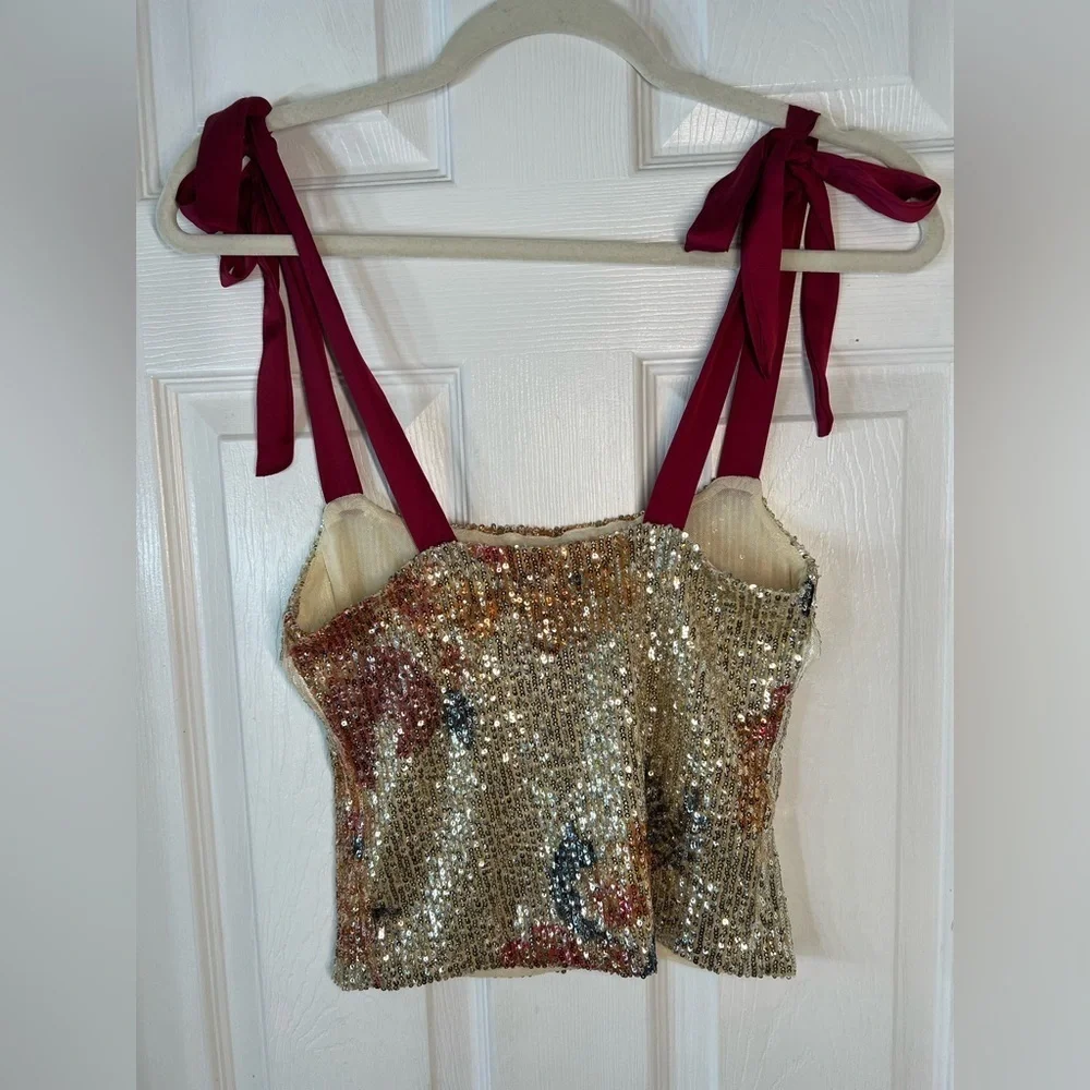 Free People Night Garden Sequin Tube Top Size‎ Small - Picture 3 of 9